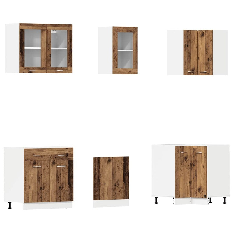 vidaXL 11 Piece Kitchen Cabinet Set Old Wood Engineered Wood