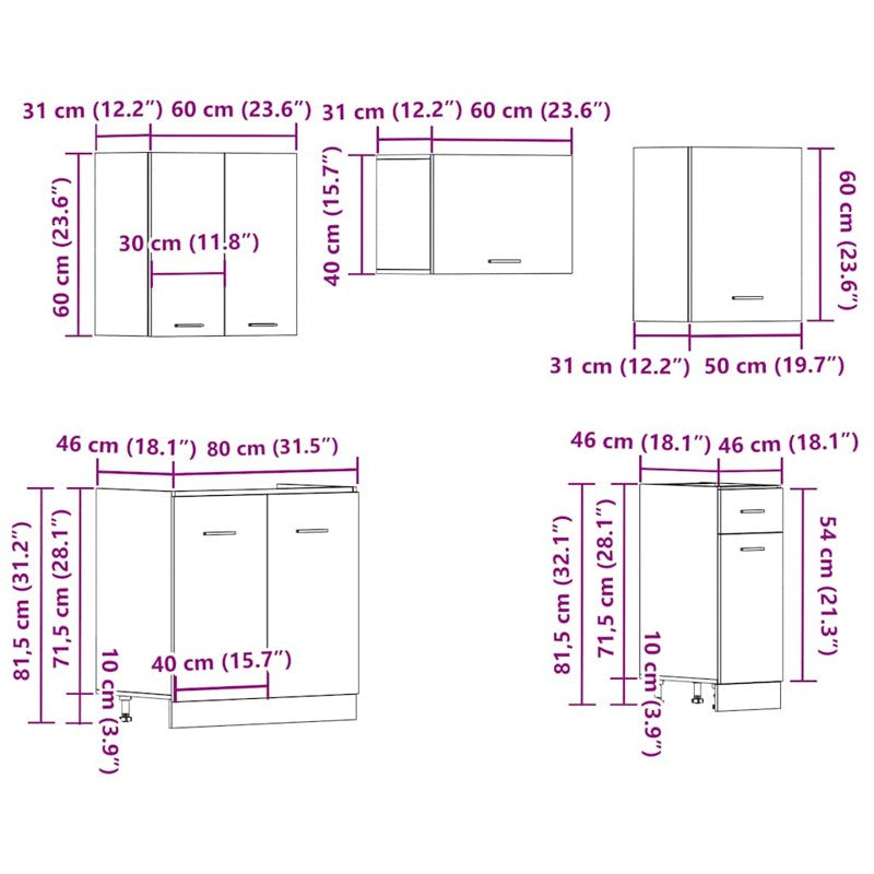 vidaXL 11 Piece Kitchen Cabinet Set Old Wood Engineered Wood