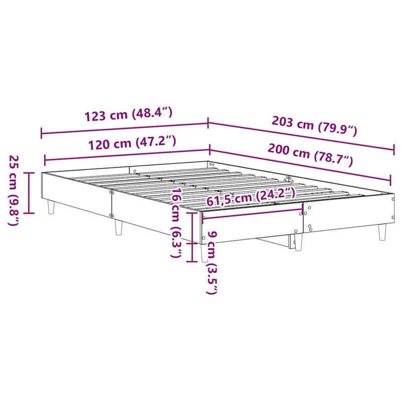 vidaXL Bed Frame No Mattress White 120x200 cm Engineered Wood