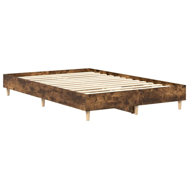 vidaXL Bed Frame No Mattress Smoked Oak 120x200 cm Engineered Wood