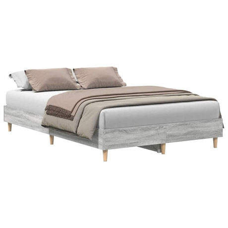 vidaXL Bed Frame No Mattress Grey Sonoma 120x200 cm Engineered Wood