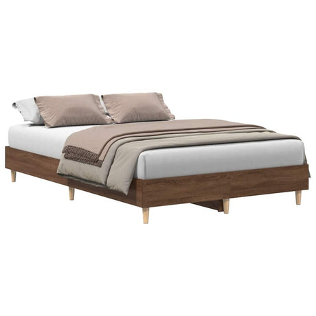 vidaXL Bed Frame No Mattress Brown Oak 120x200 cm Engineered Wood