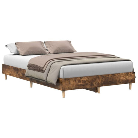 vidaXL Bed Frame No Mattress Smoked Oak 120x190 cm Small Double Engineered Wood