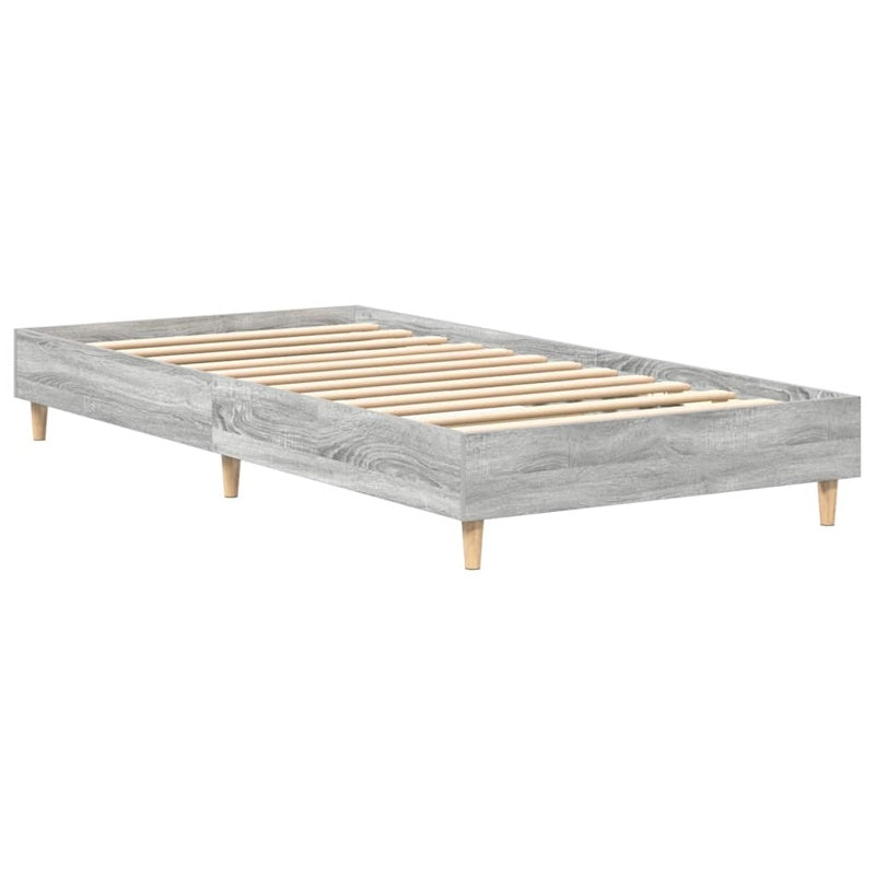 vidaXL Bed Frame No Mattress Grey Sonoma 75x190 cm Small Single Engineered Wood