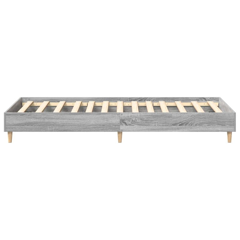 vidaXL Bed Frame No Mattress Grey Sonoma 75x190 cm Small Single Engineered Wood