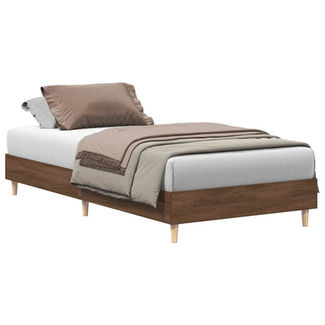 vidaXL Bed Frame No Mattress Brown Oak 75x190 cm Small Single Engineered Wood