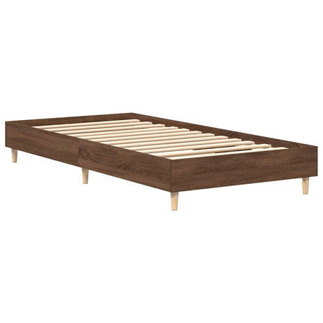 vidaXL Bed Frame No Mattress Brown Oak 75x190 cm Small Single Engineered Wood