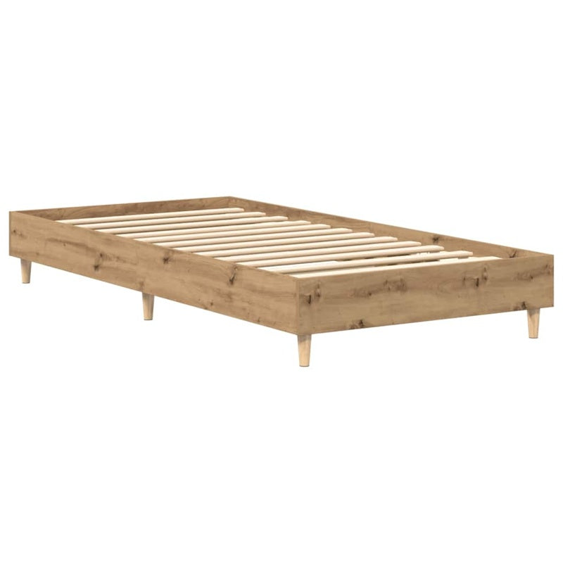 vidaXL Bed Frame No Mattress Artisan Oak 75x190 cm Small Single Engineered Wood