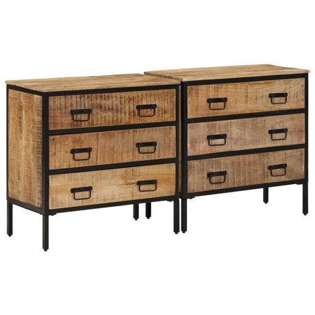 vidaXL Sideboards 2 pcs 70x35x70 cm Solid Rough Wood Mango