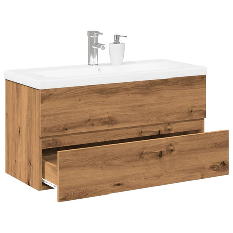 vidaXL Sink Cabinet with Built-in Basin Artisan Oak 91x39.5x49 cm