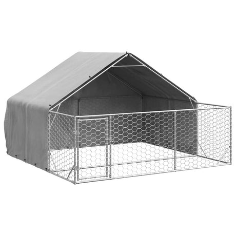 vidaXL Outdoor Dog Kennel with Run 3x3x1.9 m Galvanised Steel