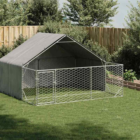 vidaXL Outdoor Dog Kennel with Run 3x3x1.9 m Galvanised Steel