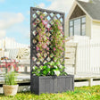 Outsunny Wood Planter with Trellis for Climbing Plants, Raised Bed, Planter Box with Drainage Holes to Grow Herbs Flowers, Grey