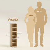 HOMCOM Set of 2 CD Media Display Shelf Unit Tower Rack with Adjustable Shelves, Oak