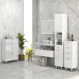 kleankin 71" Tall Slim Bathroom Storage Cabinet, Tall Narrow Cupboard with Drawer, Open Shelves, 2 Doors Cabinets and Adjustable Shelves for Kitchen, Hallway, Living Room, High Gloss White