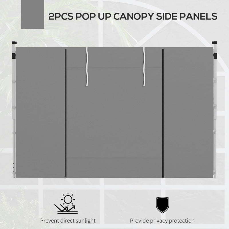 Outsunny Gazebo Side Panels, 2 Pack Sides Replacement, for 3x3(m) or 3x6m Pop Up Gazebo, with Windows and Doors, Light Grey