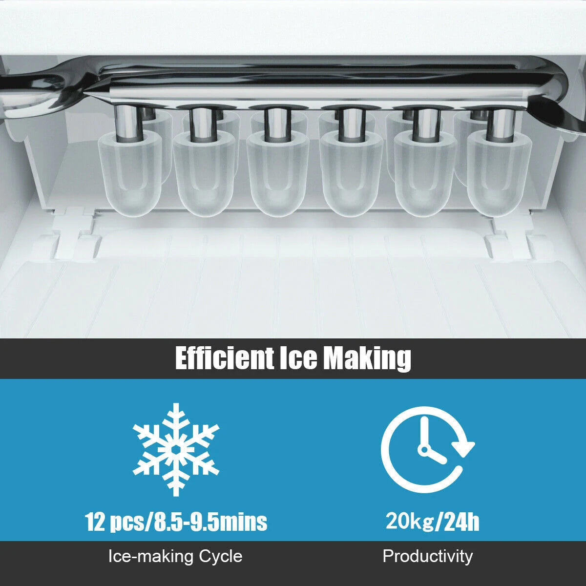Portable Electric Ice Cube Maker 2.6L-Silver