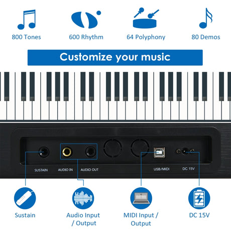 Full Size Weighted 88-Key Digital Piano for Beginner-Black