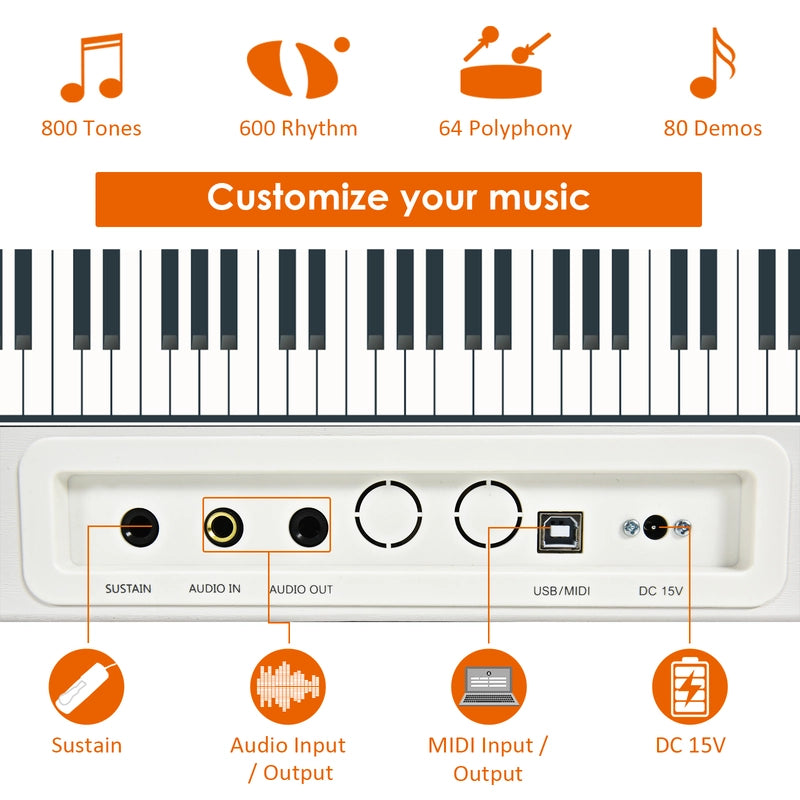 Full Size Weighted 88-Key Digital Piano for Beginner-White