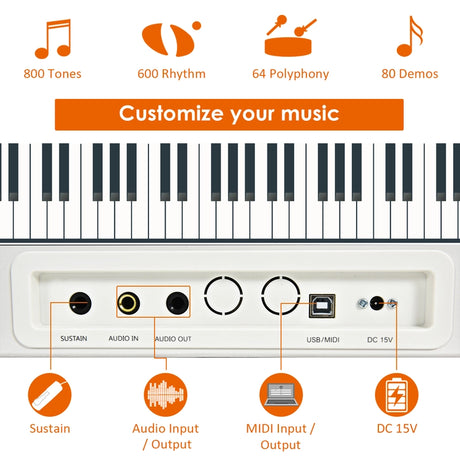 Full Size Weighted 88-Key Digital Piano for Beginner-White
