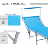 Outsunny Aluminium Foldable Sun Lounger, Outdoor Adjustable Backrest Reclining Chaise Lounge Chair with Sun Roof, Blue