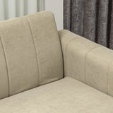 HOMCOM 3 Seater Sofa, Modern Fabric Sofa Couch, Channel Tufted Upholstered Sofa Settee for Living Room, Guest Room, Bedroom, Home Office, Khaki