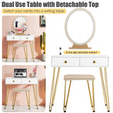 Dressing Table with Vanity Mirror and Stool-White