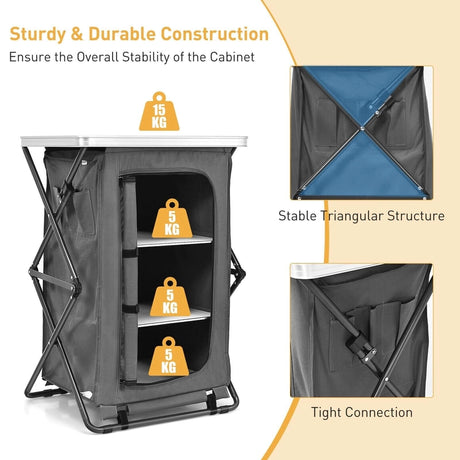 Folding Pop-Up Camping Storage Cabinet with Bag M Size