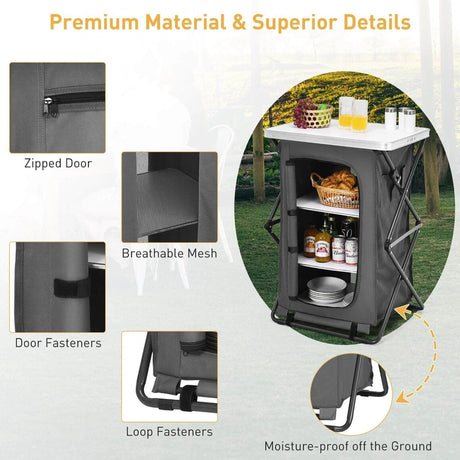 Folding Pop-Up Camping Storage Cabinet with Bag M Size