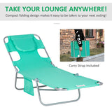 Outsunny Foldable Sun Lounger with Reading Hole - Green