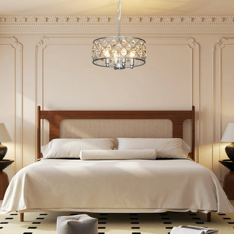 HOMCOM 51 Crystallite Four-Bulb Chandelier - Silver-Tone