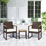 Outsunny Three-Piece Rattan Chair Set - White