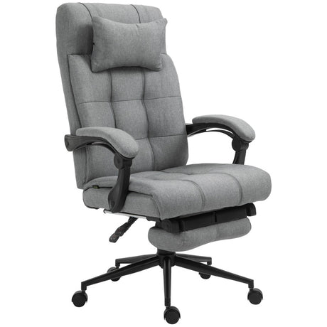 Vinsetto Office Chair with Footrest Ergonomic Office Chair with Armrests Lumber Support and Headrest Light Grey