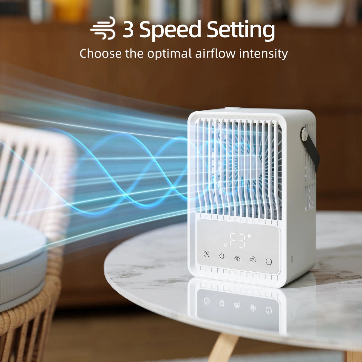 HOMCOM Portable Air Conditioner, 4-in-1 Mini Air Cooler with 3 Wind Speed, 2 Mist Mode, 7 Colour RGB Light, White
