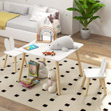 AIYAPLAY 3 Pcs Toddler Table and Chair Set, Kids Desk and 2 Chairs Set w/ Bunny Ear Backrest, for Nursery, Playroom