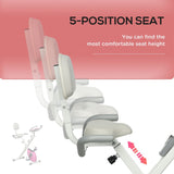 HOMCOM Folding Exercise Bike, with Adjustable Magnetic Resistance, Seat Height - White and Pink