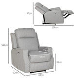 HOMCOM 150 Electric Reclining Chair, with USB port and Footrest - Grey