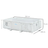 Outsunny Steel Frame Pool with Filter Pump, Filter Cartridge, Reinforced Sidewalls Rust Resistant Above Ground Swimming Pool 292 x 190 x 75cm, Grey