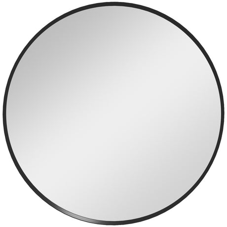 HOMCOM 61cm Decorative Wall Mirror for Bedroom Living Room, Modern Round Bathroom Mirror for Home Decor, Black