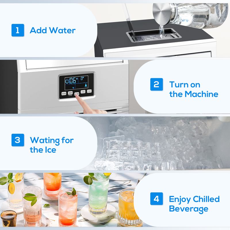 HOMCOM Commercial Ice Maker Machine, Freestanding Industrial Ice Cube Maker with Digital Control, Ice Scoop, Self-cleaning, 4kg Ice Storage, 30kg/24 Hours for Home, Office, Bar, Restaurant