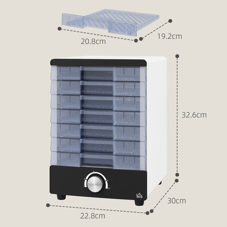 HOMCOM Seven Tray, 40-70°C Food Dehydrator - White