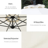 Outsunny Umbrella Parasol W/Solar Powered LED strips, 2.95x2.45H m-Cream