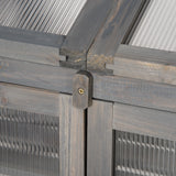 Outsunny Wooden Cold Frame Polycarbonate Greenhouse with Openable Top Cover and Double Door, Grow House for Flower, Vegetable and Plants, 70 x 50 x 120cm, Grey