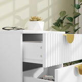 HOMCOM Elegant Two-Drawer Bedside Table - White