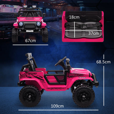 AIYAPLAY 12V Battery Powered Kids Ride-On Car, Electric Truck w/ Spring Suspension, Remote, Music, Horn, Lights, Pink