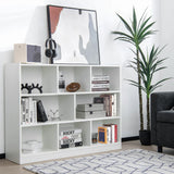 3-Tier Open Bookshelf Storage Cabinet with 8 Cubies-White