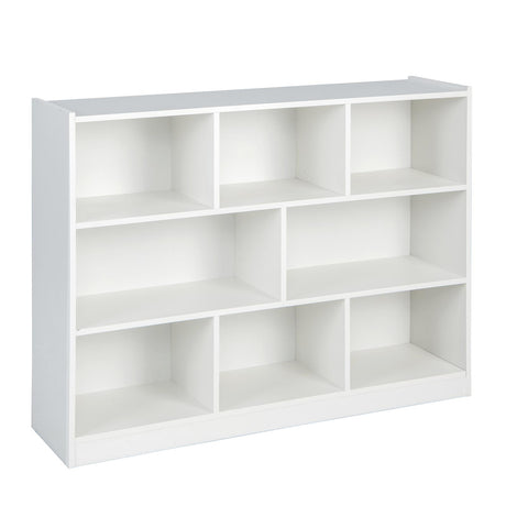 3-Tier Open Bookshelf Storage Cabinet with 8 Cubies-White