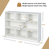 3-Tier Open Bookshelf Storage Cabinet with 8 Cubies-White