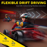 HOMCOM 24V Electric Go Kart for Kids, Drift Ride-On Racing Go Kart with 2 Speeds, for Boys Girls Aged 8-12 Years Old, Red