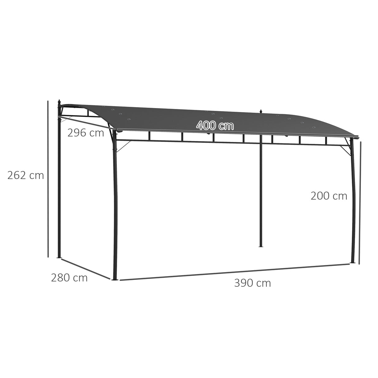 Outsunny 3 x 4m Metal Frame Pergola - Grey